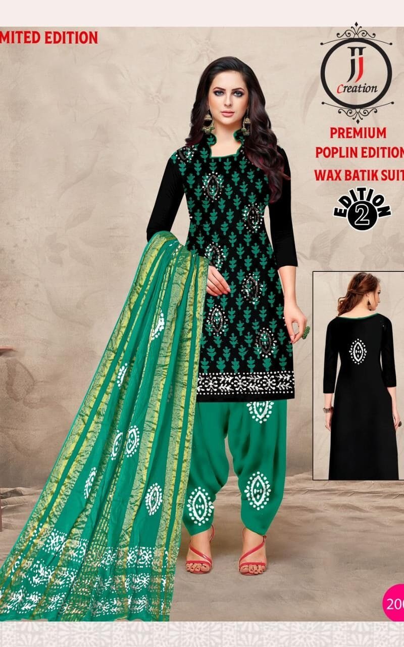 JJ Popllin Wax Batik Suits Dress Material