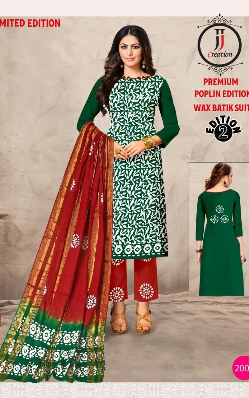 JJ Popllin Wax Batik Suits Dress Material