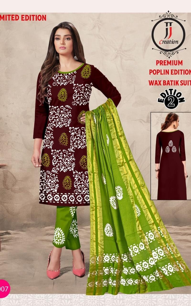 JJ Popllin Wax Batik Suits Dress Material
