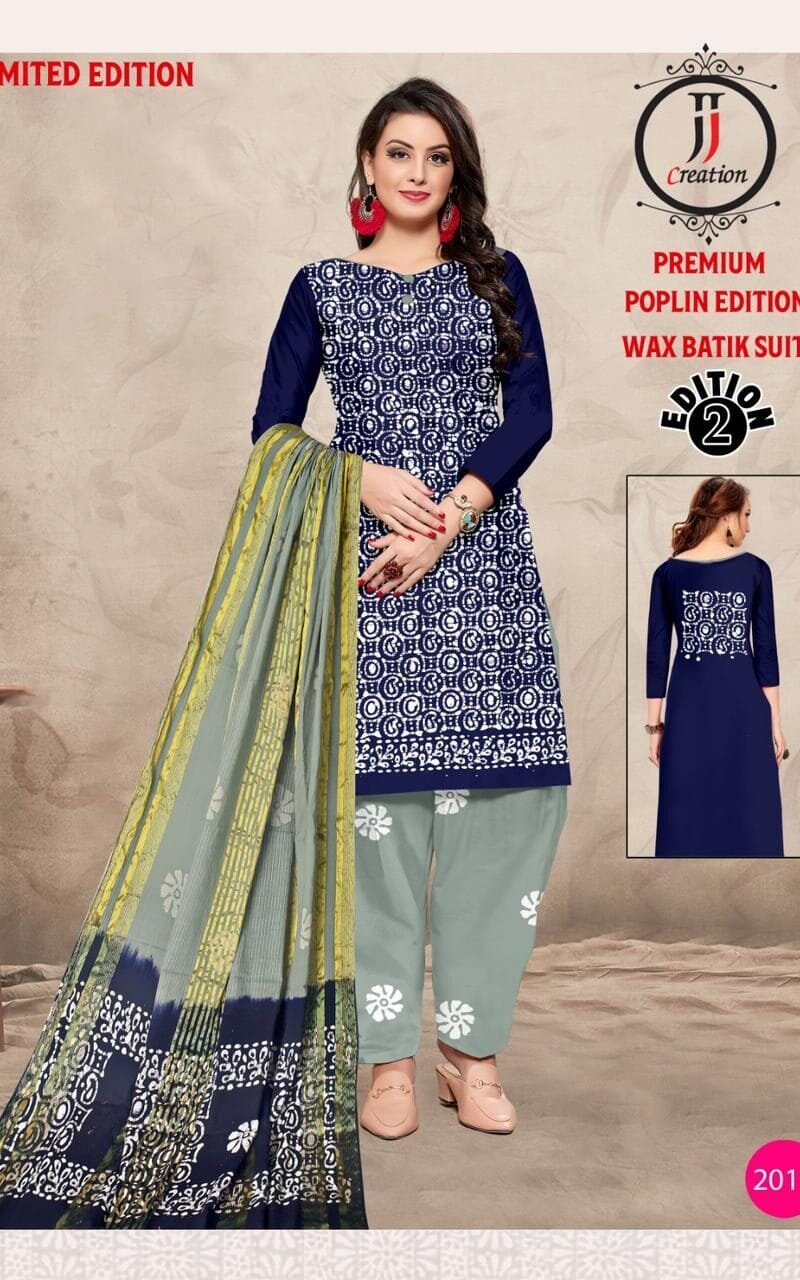 JJ Popllin Wax Batik Suits Dress Material