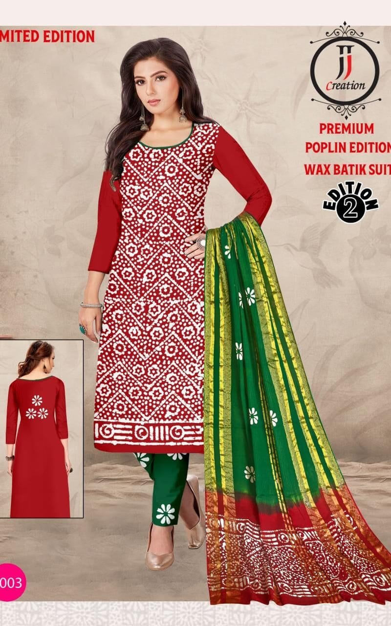 JJ Popllin Wax Batik Suits Dress Material