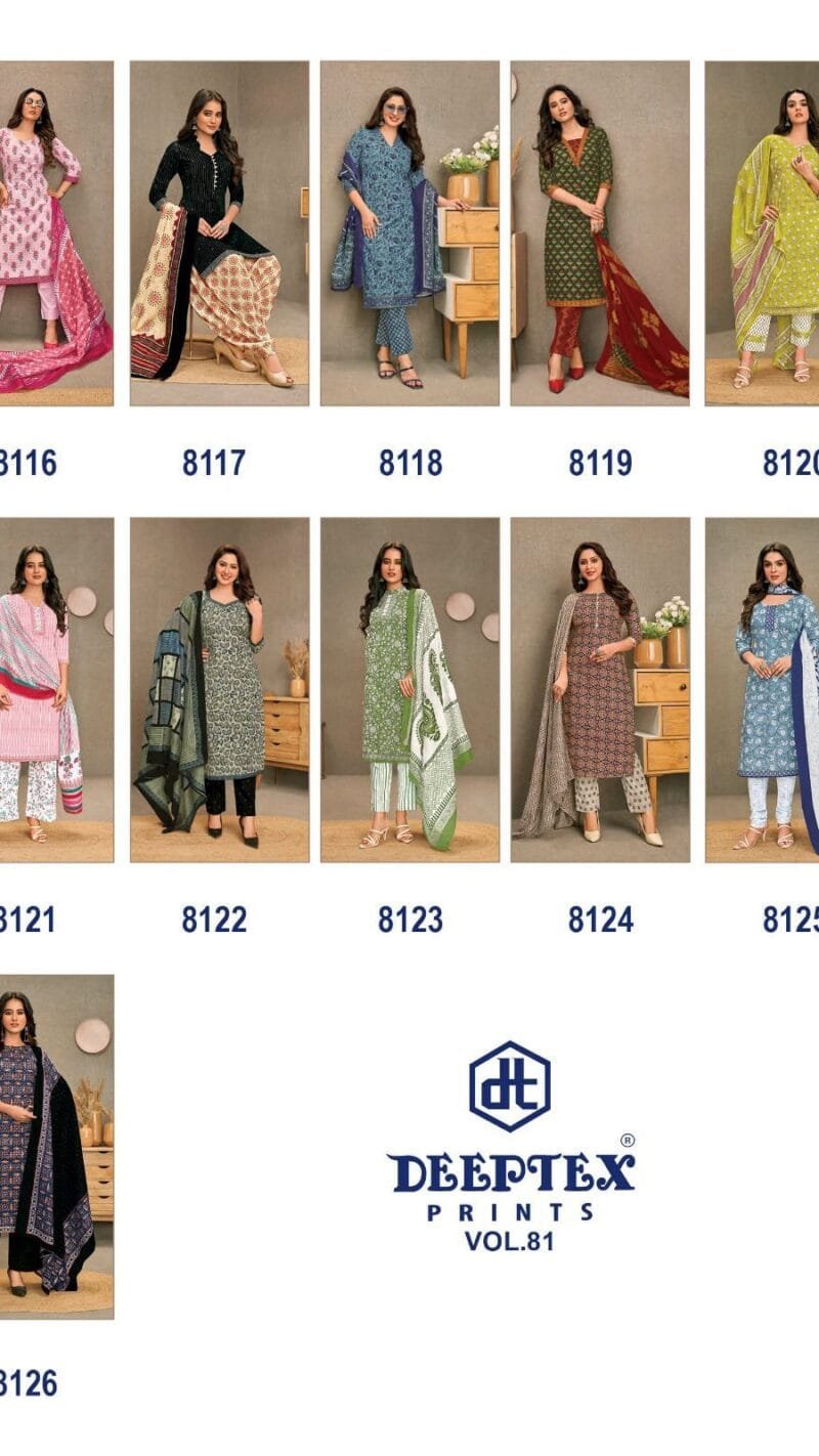 Deeptex Miss India Vol 81 Wholesale Cotton Dress Material