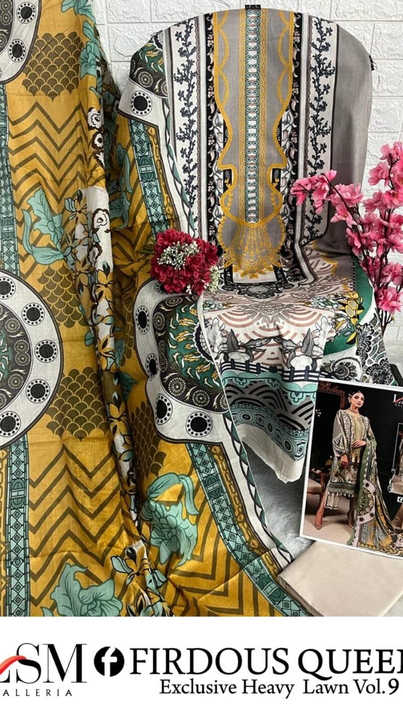 Firdous Queen Exclusive Heavy Lawn Vol 9Lsm Modest Clothes Wholesale USA