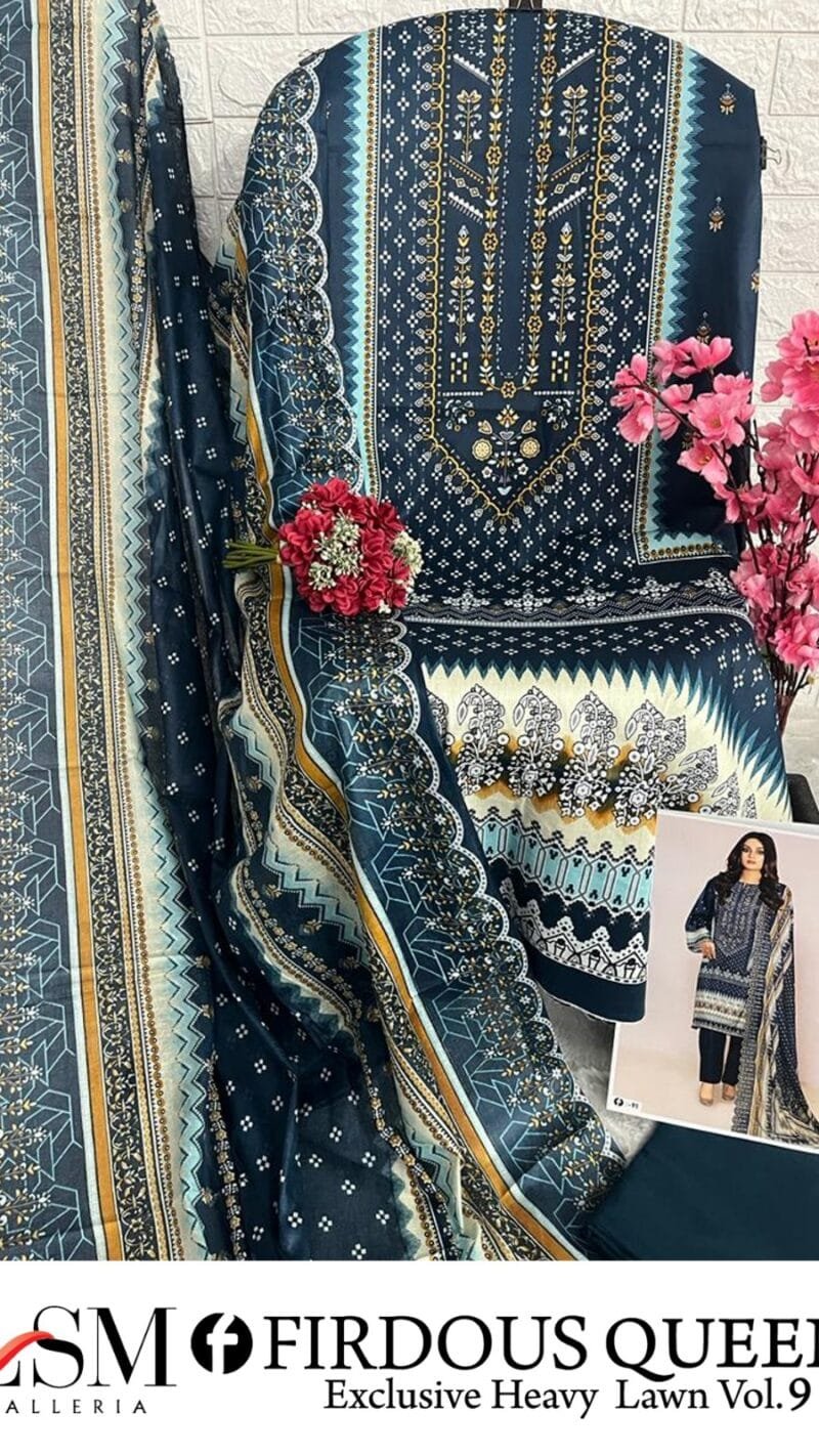 Firdous Queen Exclusive Heavy Lawn Vol 9Lsm Modest Clothes Wholesale USA