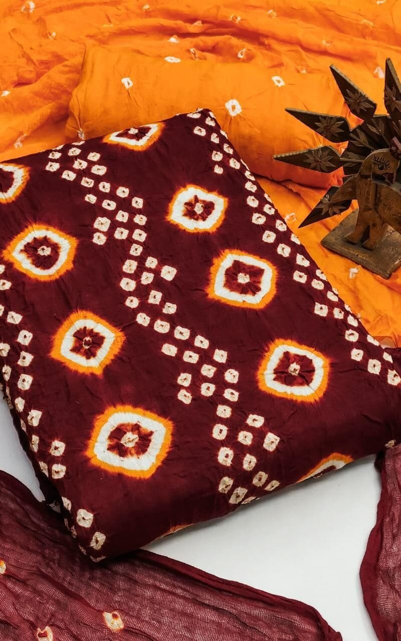 Brand Clothes Wholesale USA Rayon Bandhani Dress Material Wholesale