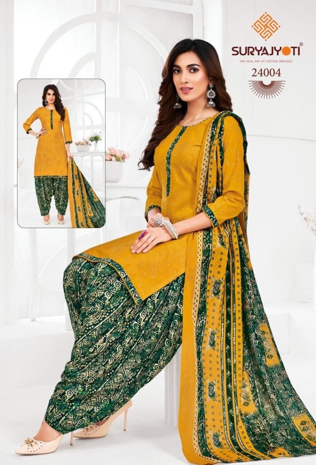 Clothes Wholesale USA Suryajyoti Patiyala Kudi Vol25 Dress Material