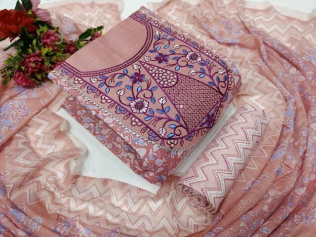 Wholesale Clothes India USA Cotton Embroidery Work on Neck Suits