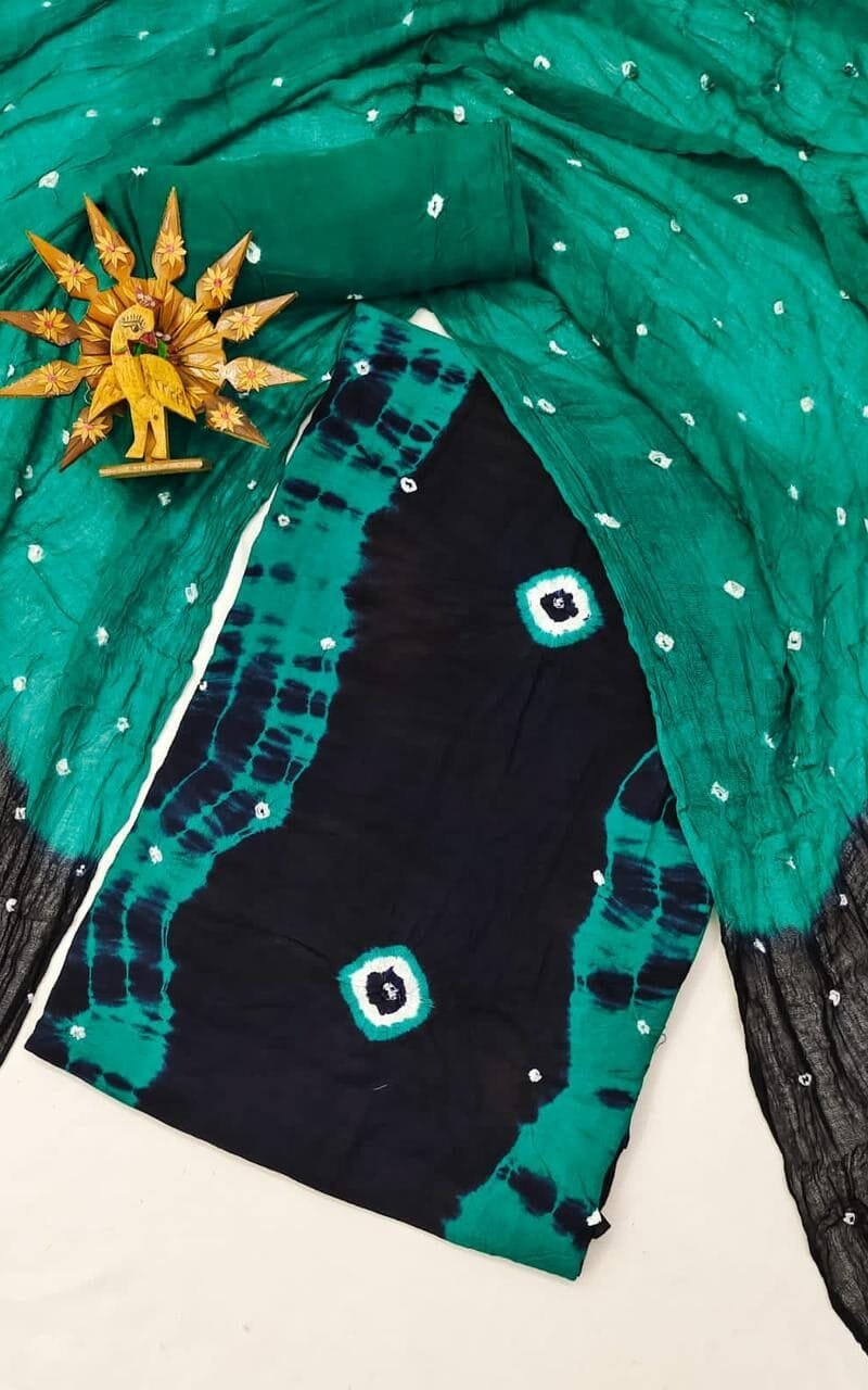 Rayon HAND Bandhej Dress Material