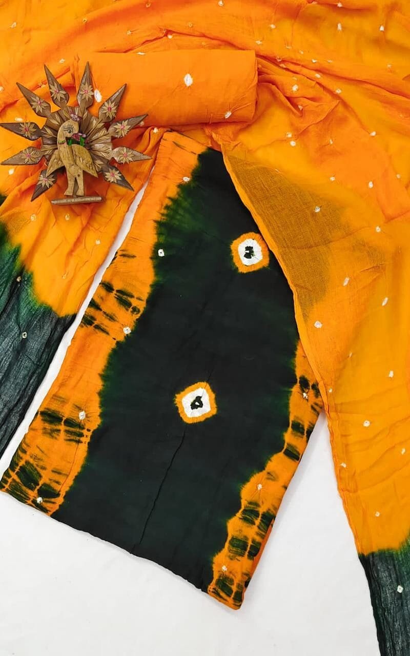 Rayon HAND Bandhej Dress Material