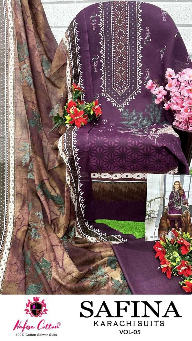 SAFINA KARACHI SUITS VOL5 Nafisa Cotton