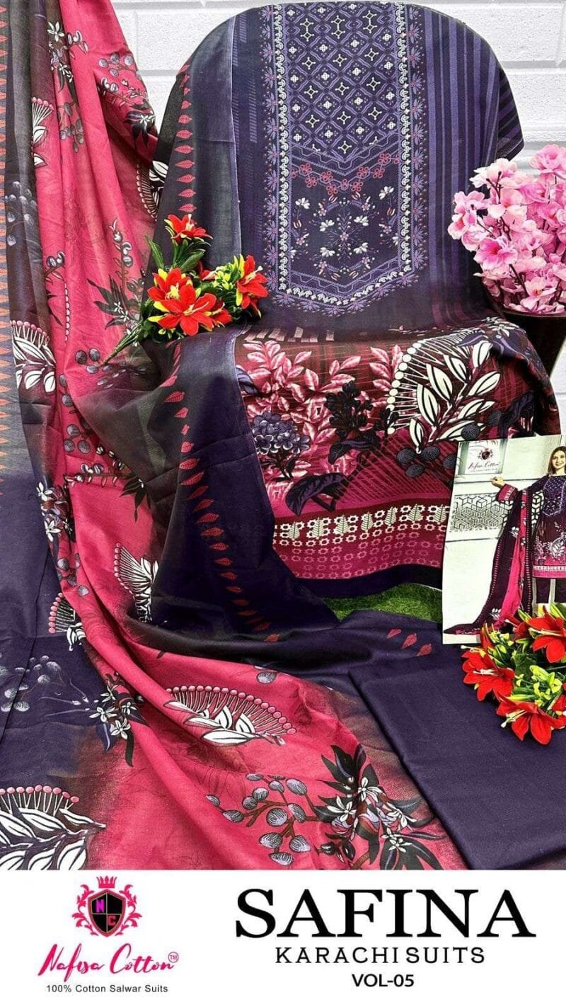 SAFINA KARACHI SUITS VOL5 Nafisa Cotton