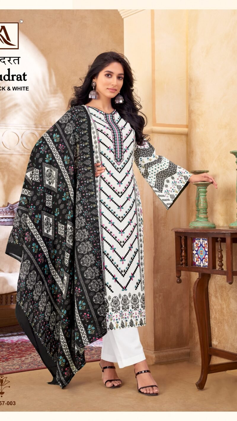 Alok Suit Qudrat Black And White
