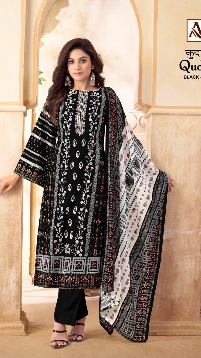Alok Suit Qudrat Black And White