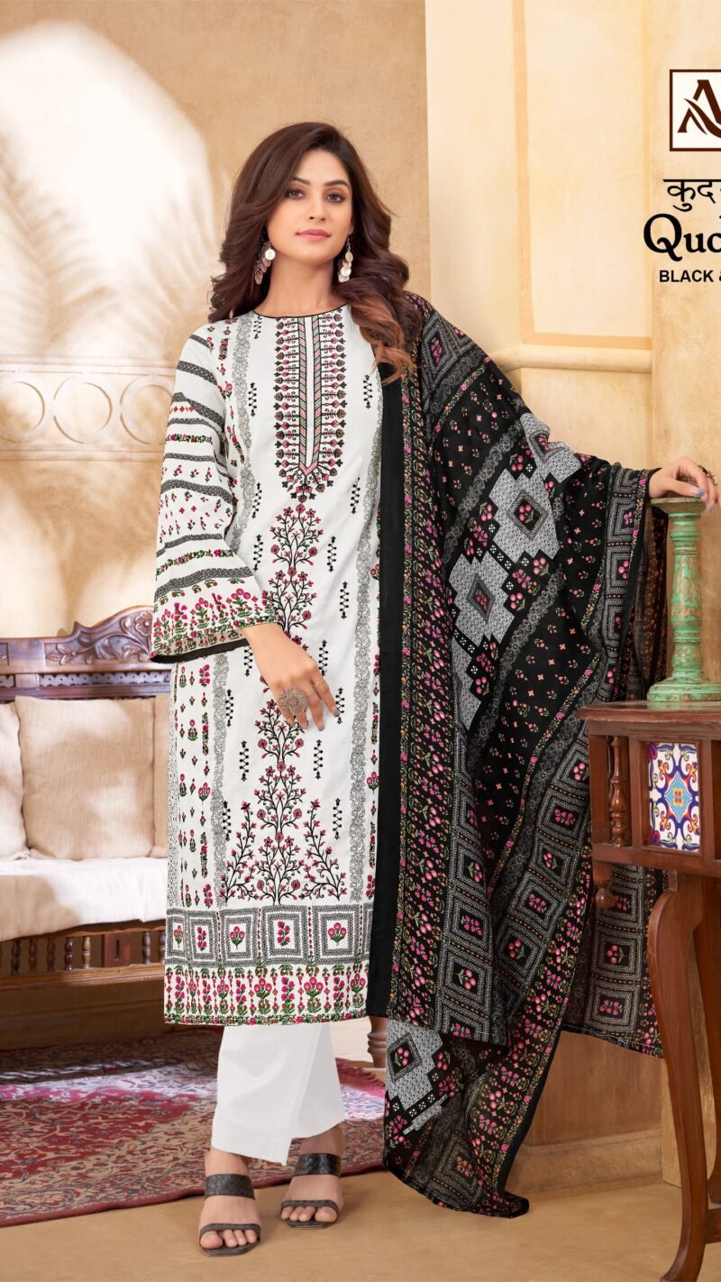 Alok Suit Qudrat Black And White