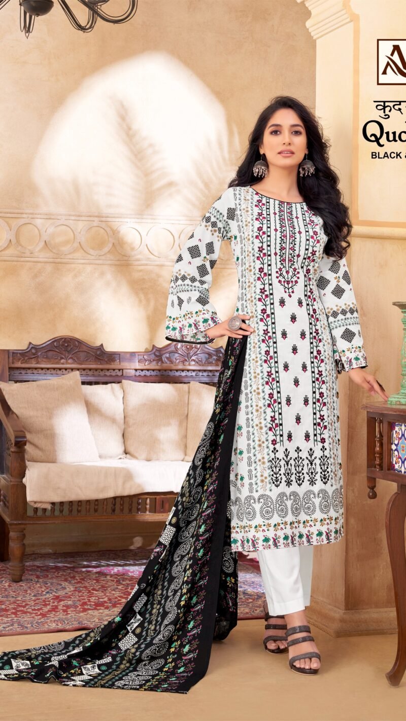 Alok Suit Qudrat Black And White