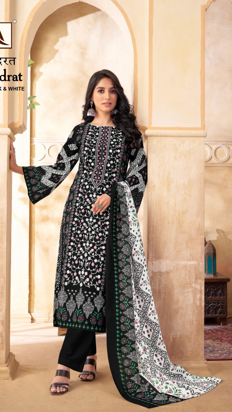 Alok Suit Qudrat Black And White