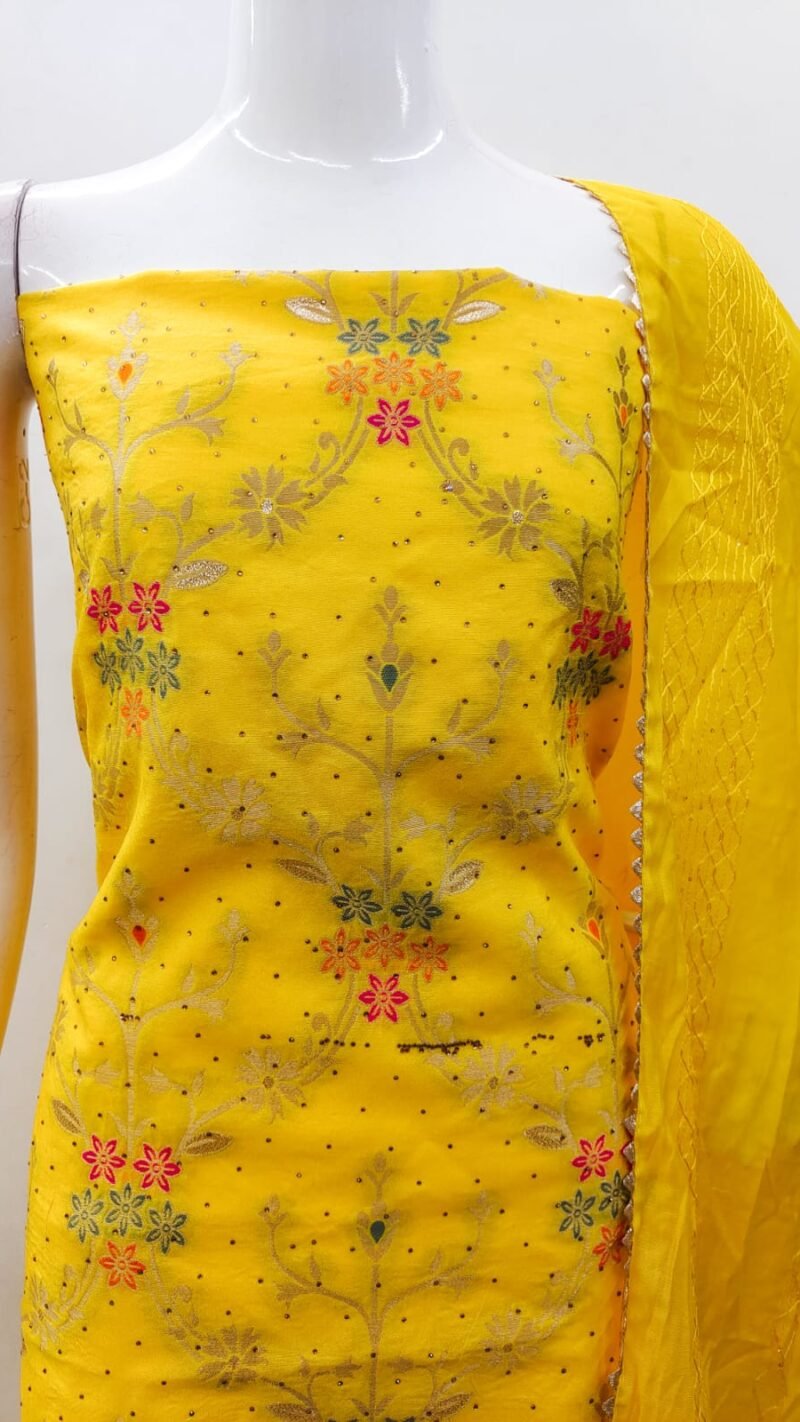 Chanderi Meenakari Jacquard Dress Material Wholesale