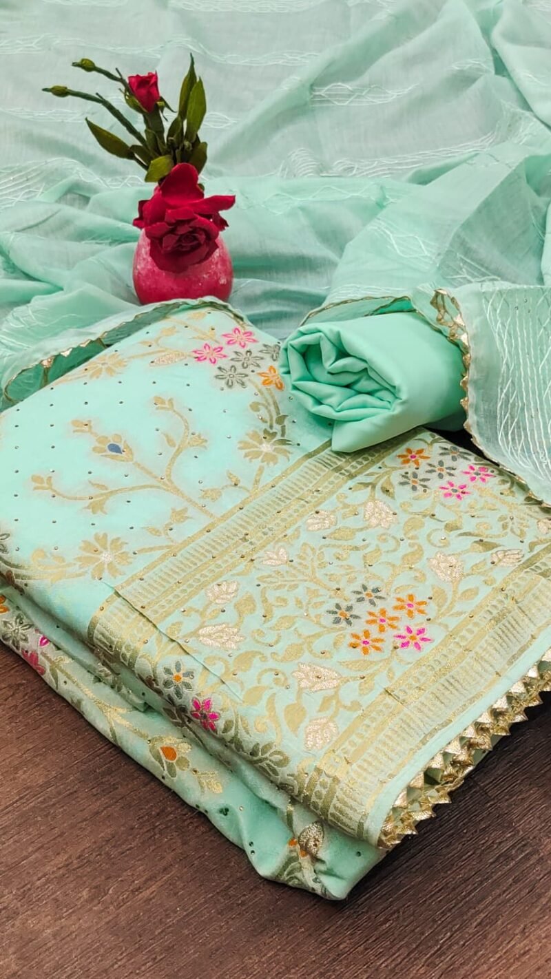 Chanderi Meenakari Jacquard Dress Material Wholesale
