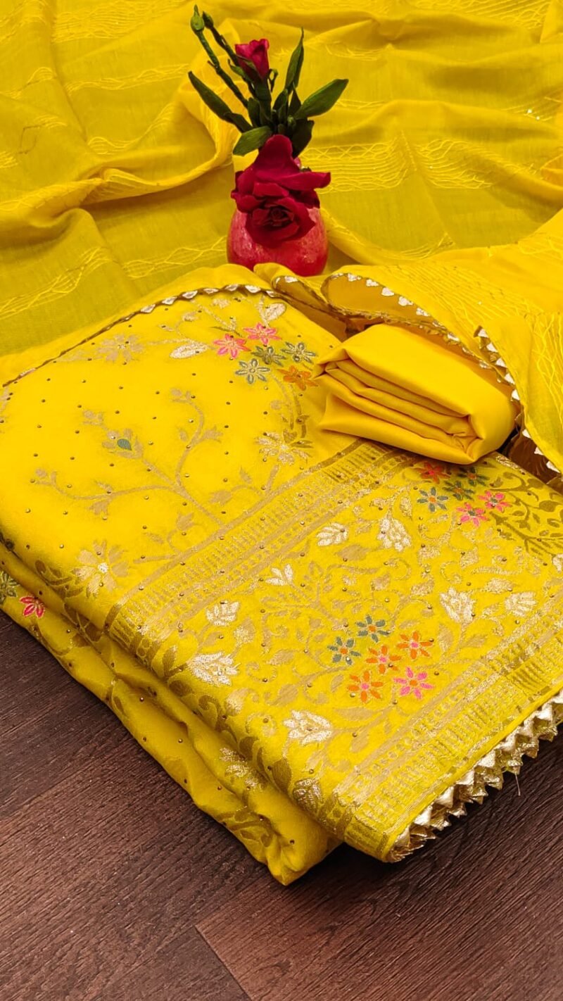 Chanderi Meenakari Jacquard Dress Material Wholesale