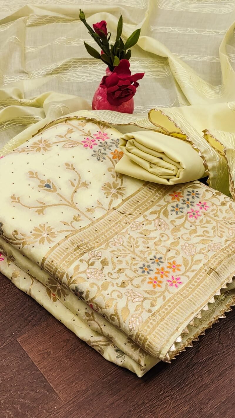 Chanderi Meenakari Jacquard Dress Material Wholesale