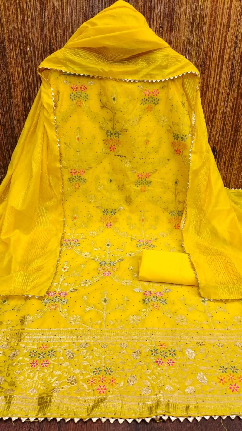 Chanderi Meenakari Jacquard Dress Material Wholesale