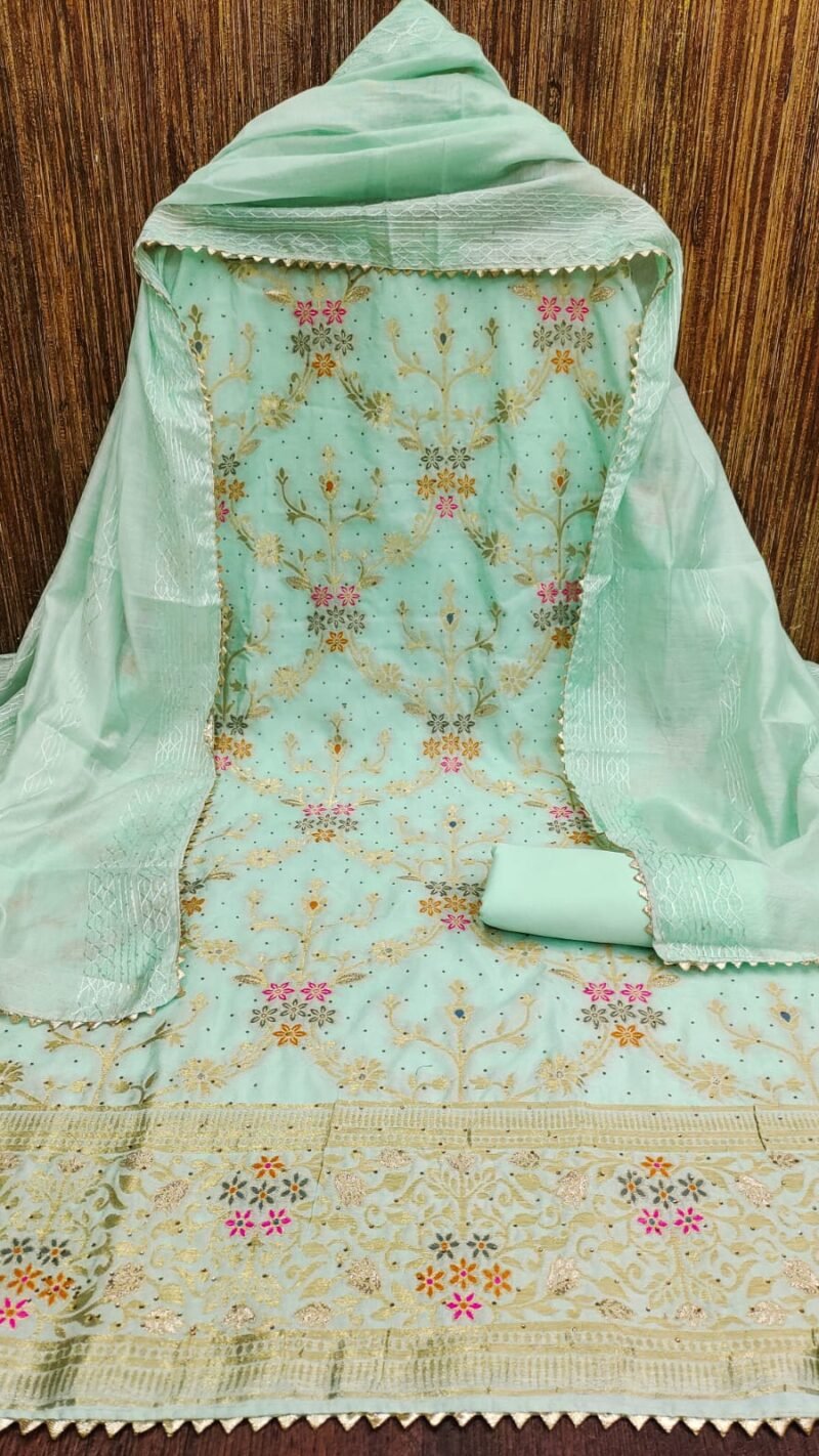 Chanderi Meenakari Jacquard Dress Material Wholesale