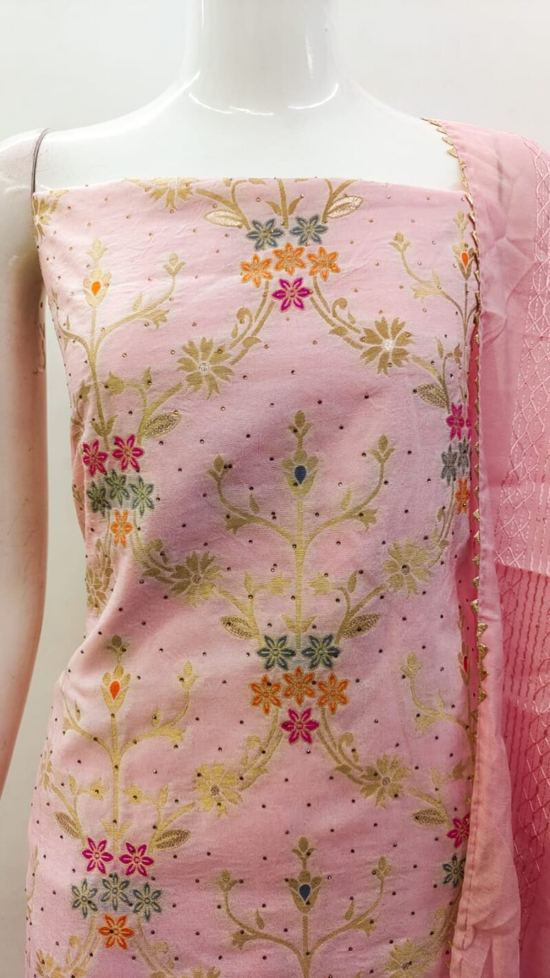 Chanderi Meenakari Jacquard Dress Material Wholesale