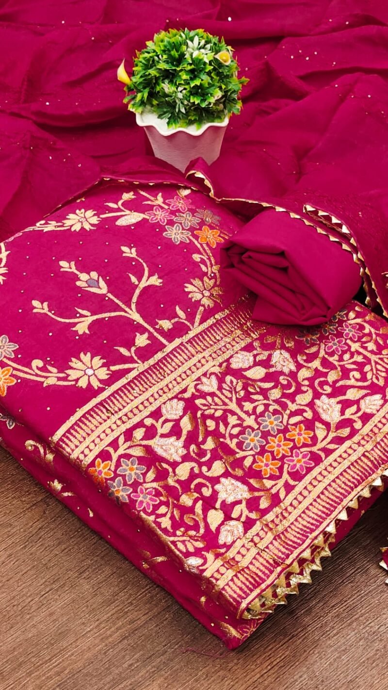 Chanderi Meenakari Jacquard Dress Material Wholesale