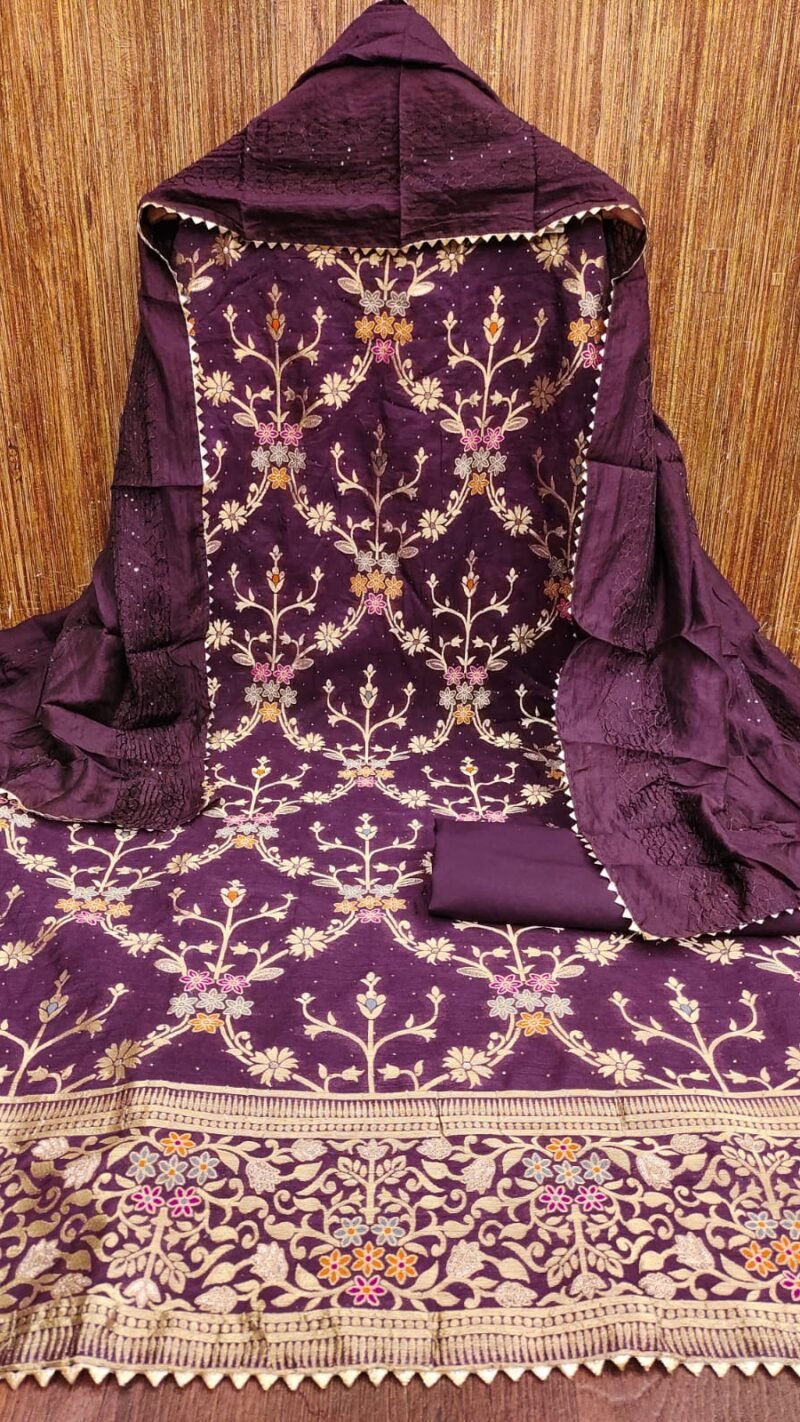 Chanderi Meenakari Jacquard Dress Material Wholesale