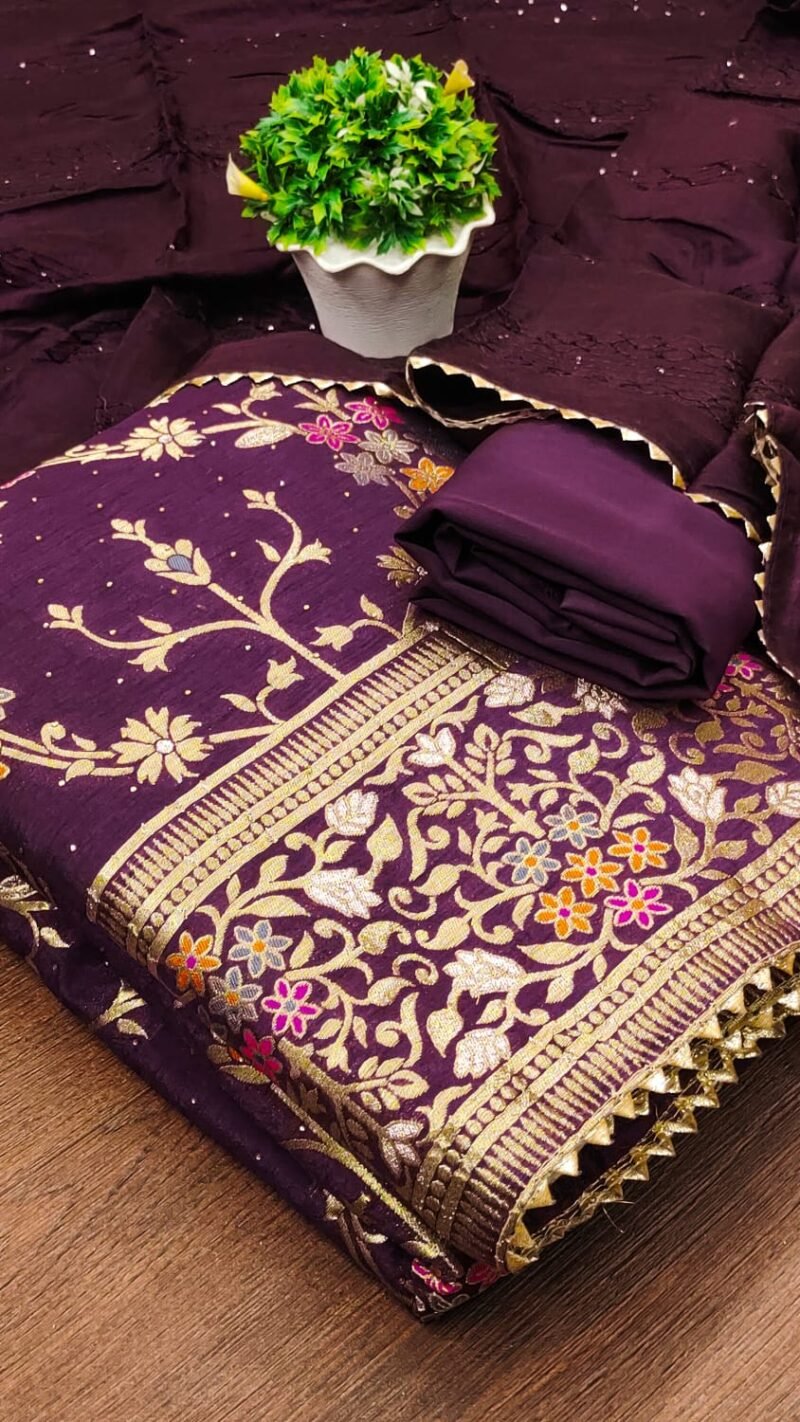 Chanderi Meenakari Jacquard Dress Material Wholesale