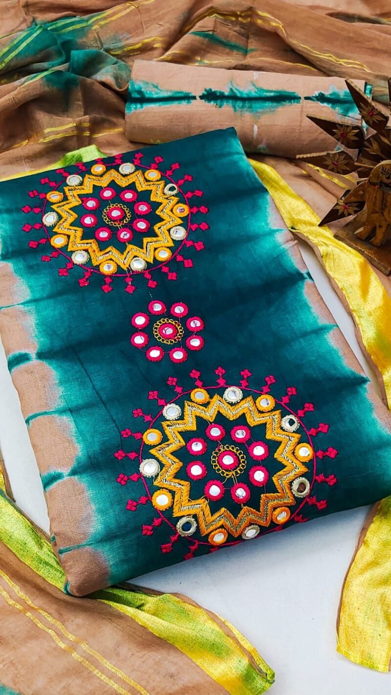 Cotton Work Hand Bandhej Dress Material Wholesale