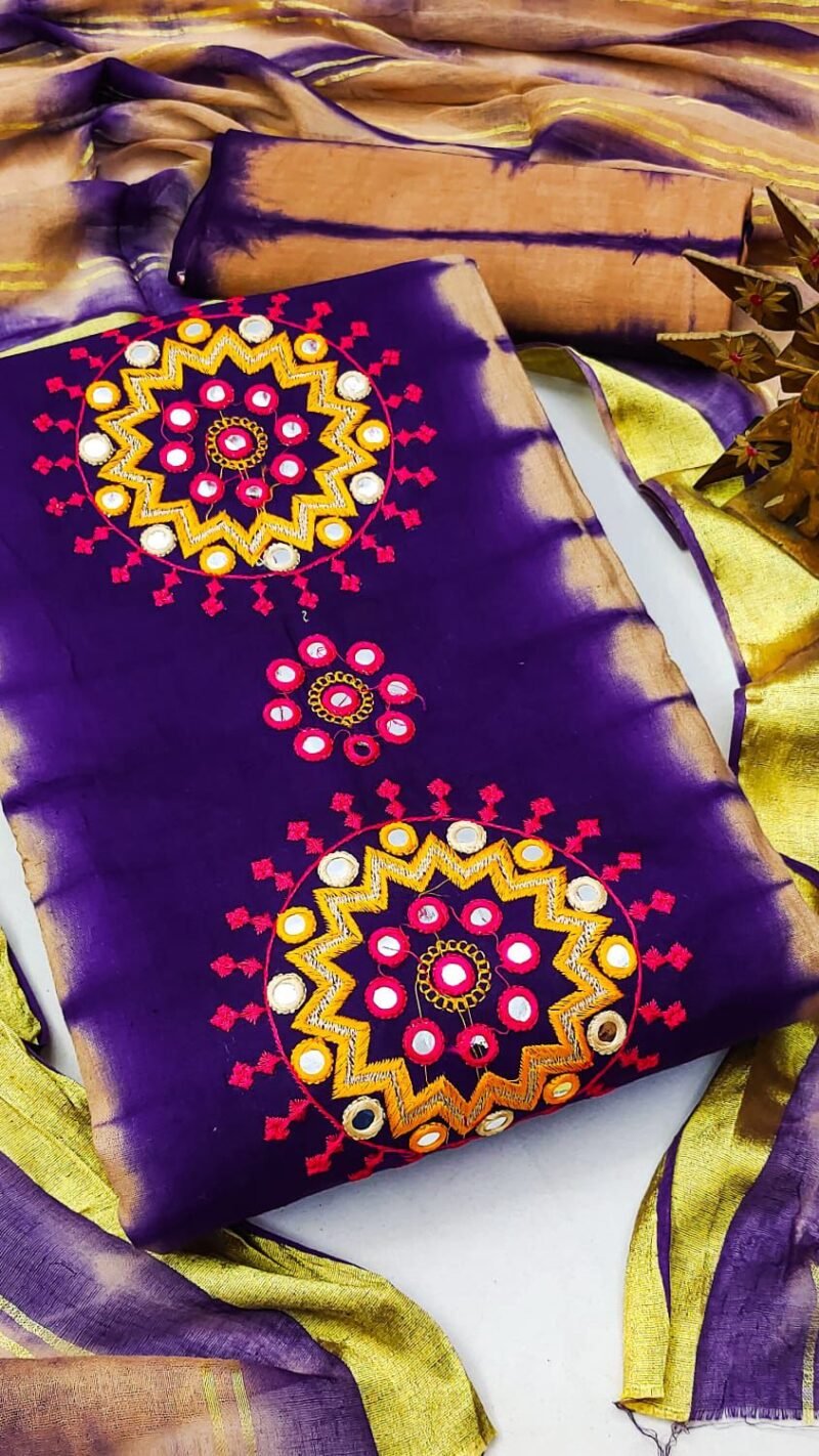 Cotton Work Hand Bandhej Dress Material Wholesale