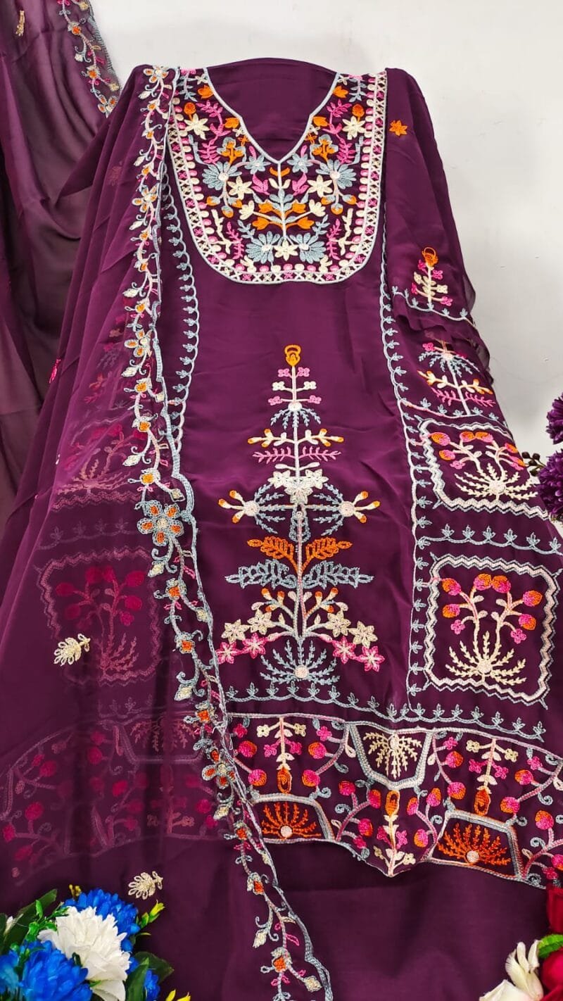 Georgette Chain Work Dress Material Wholesale