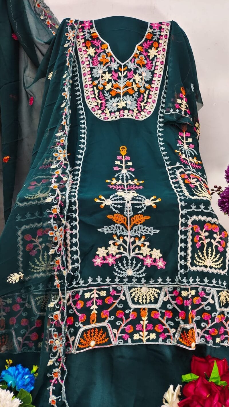 Georgette Chain Work Dress Material Wholesale
