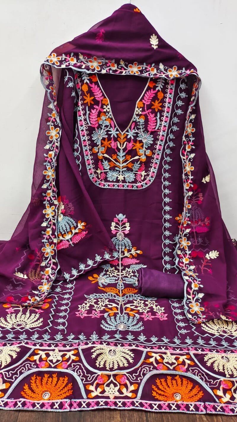 Georgette Chain Work Dress Material Wholesale