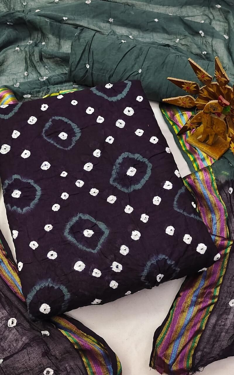 Hand Bandhej Cotton Dress Material