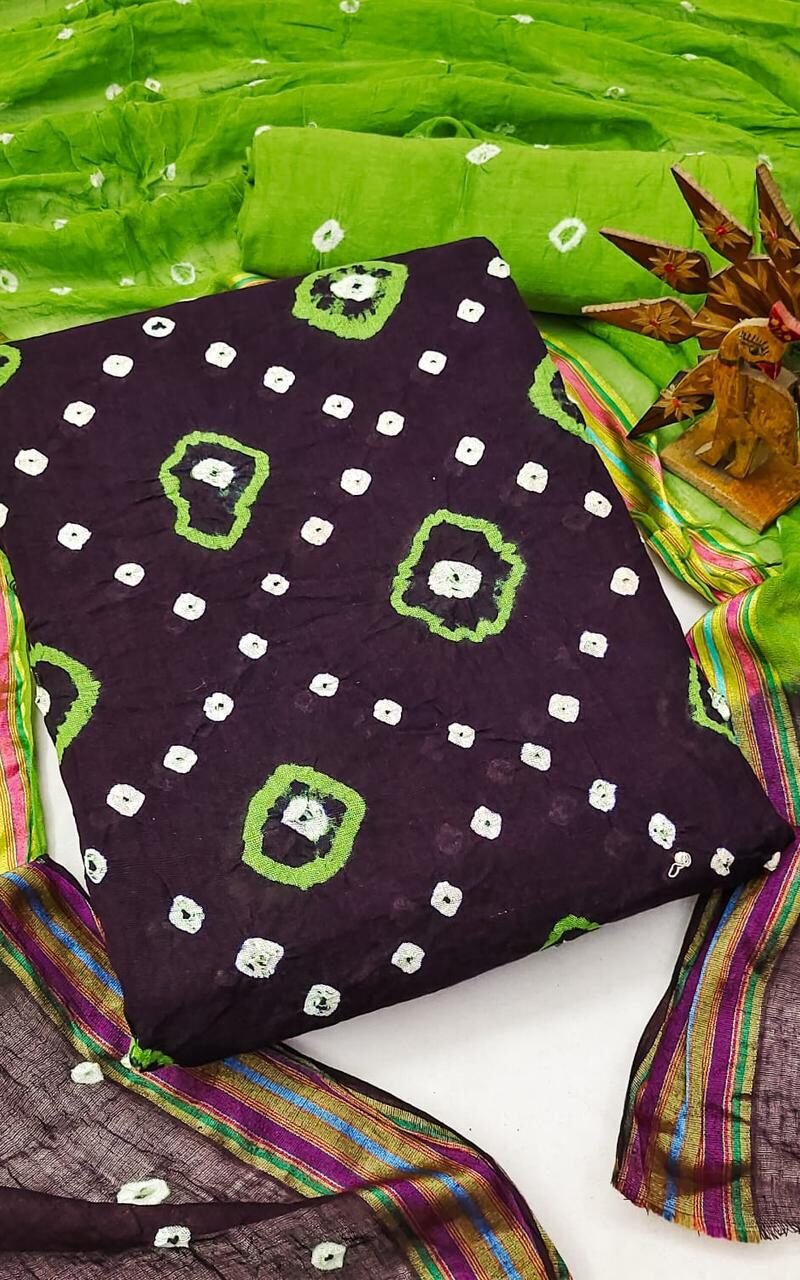 Hand Bandhej Cotton Dress Material