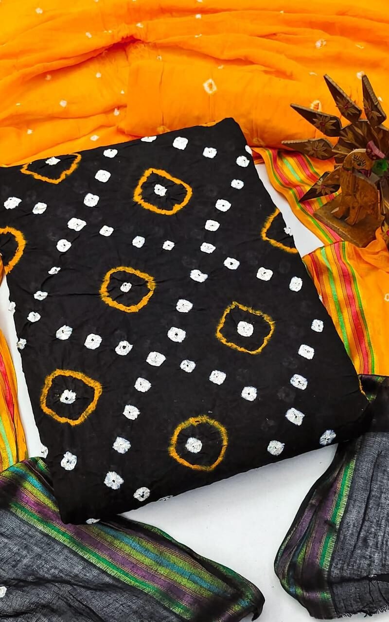Hand Bandhej Cotton Dress Material