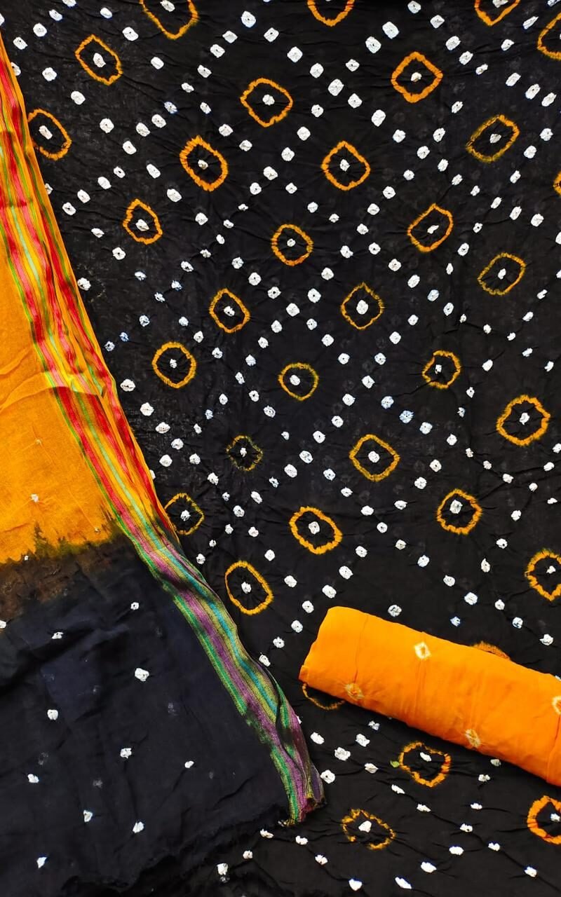 Hand Bandhej Cotton Dress Material