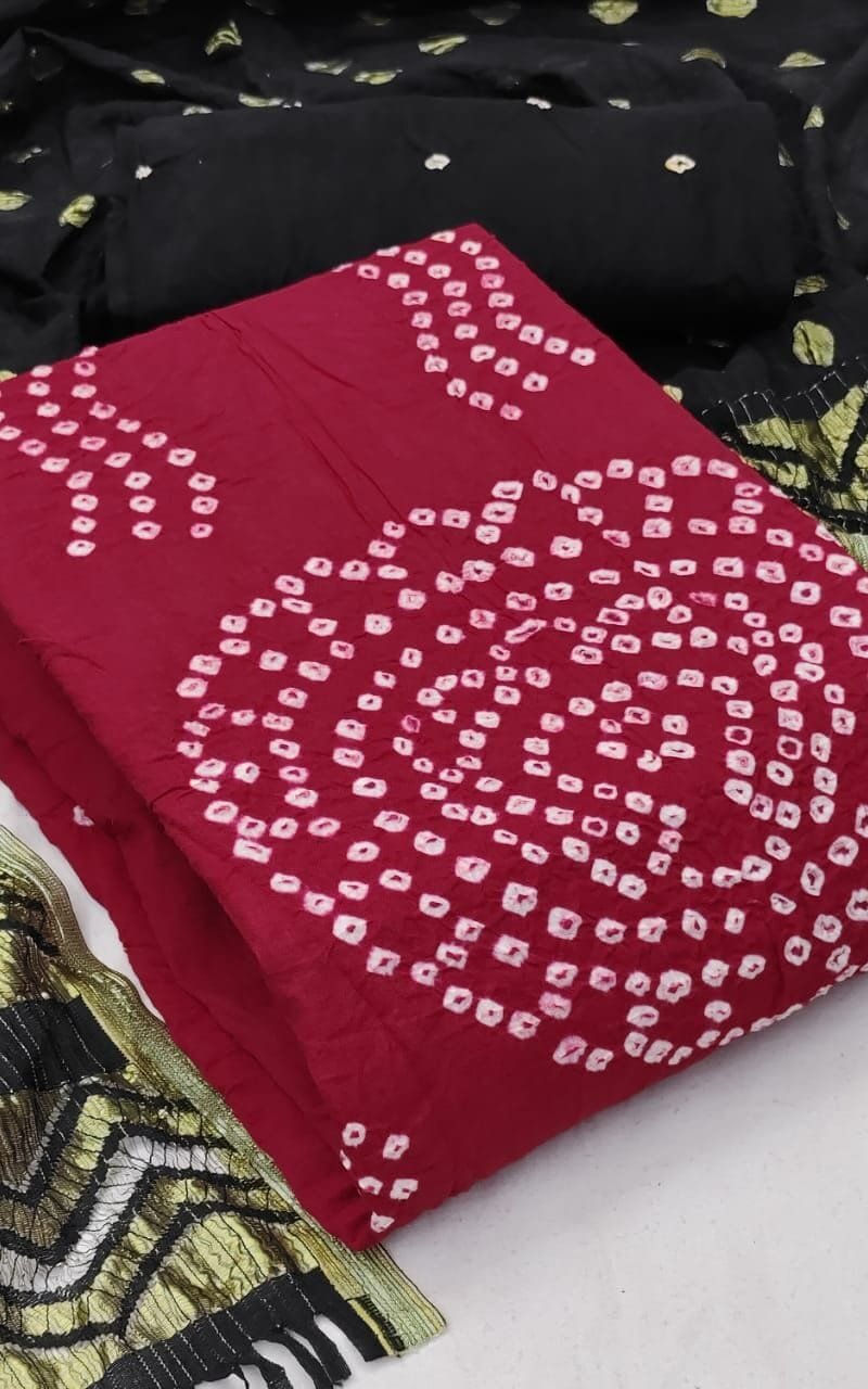 Hand Bandhej Cotton Dress Material Online