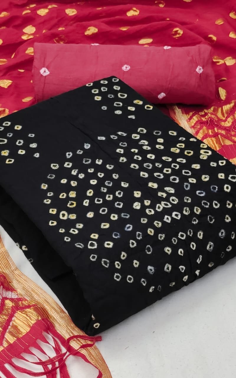 Hand Bandhej Cotton Dress Material Online