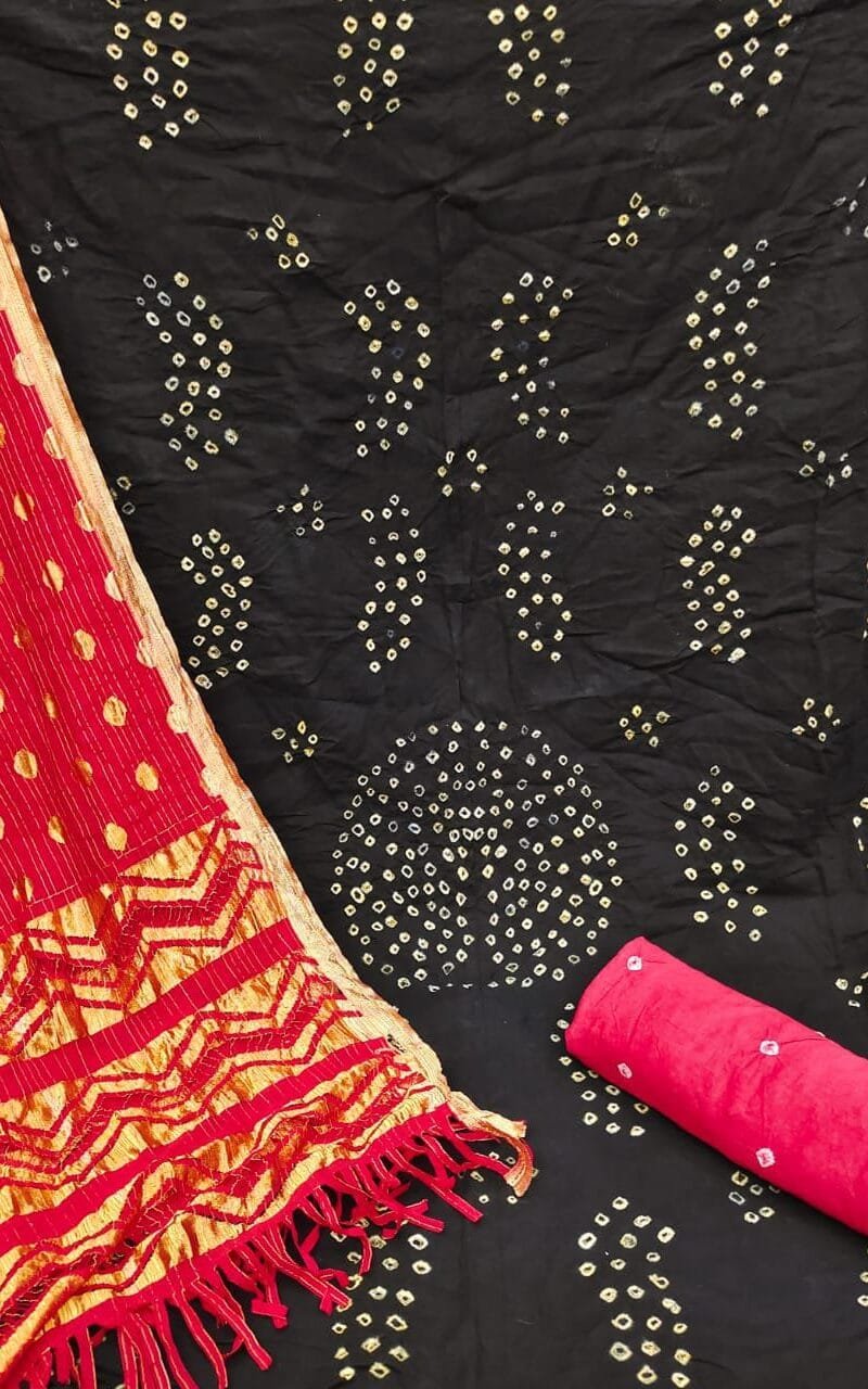 Hand Bandhej Cotton Dress Material Online