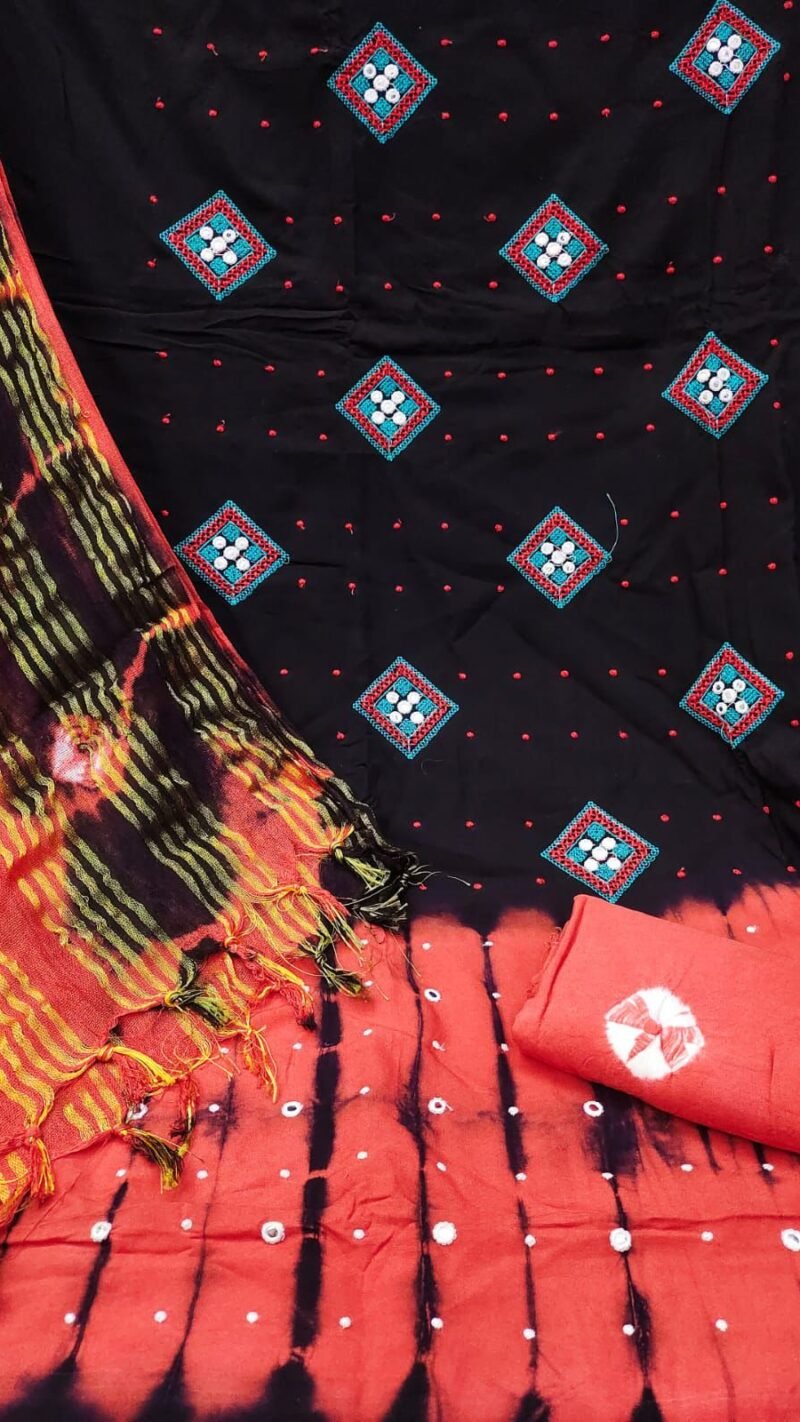 Hand Bandhej Rayon Work Suits Wholesale Dress Material