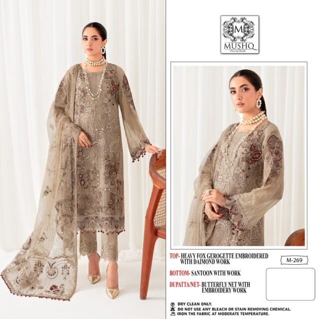 Mushq Fox Georgette Embroidered Pakistani Suits