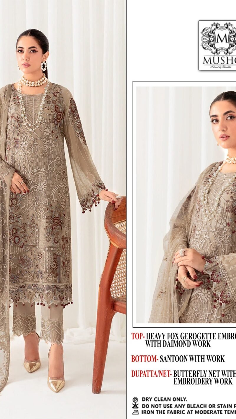 Mushq Fox Georgette Embroidered Pakistani Suits