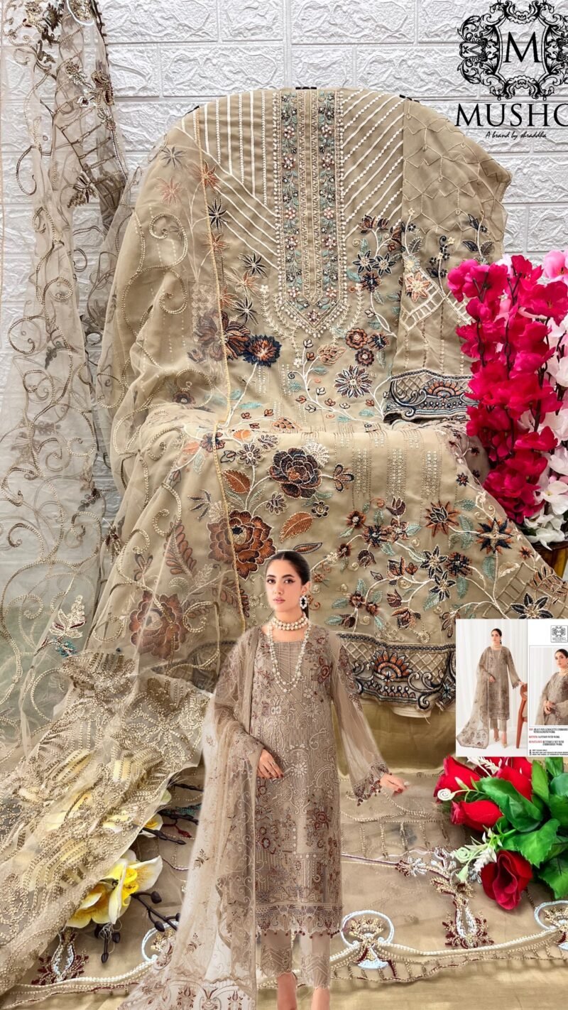 Mushq Fox Georgette Embroidered Pakistani Suits