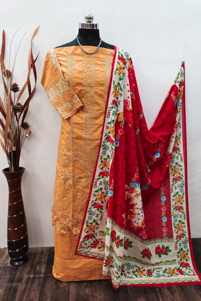 New Designer Cotton with Embroidery Work Pakistani Suits
