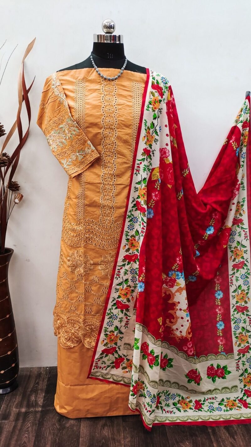 New Designer Cotton with Embroidery Work Pakistani Suits