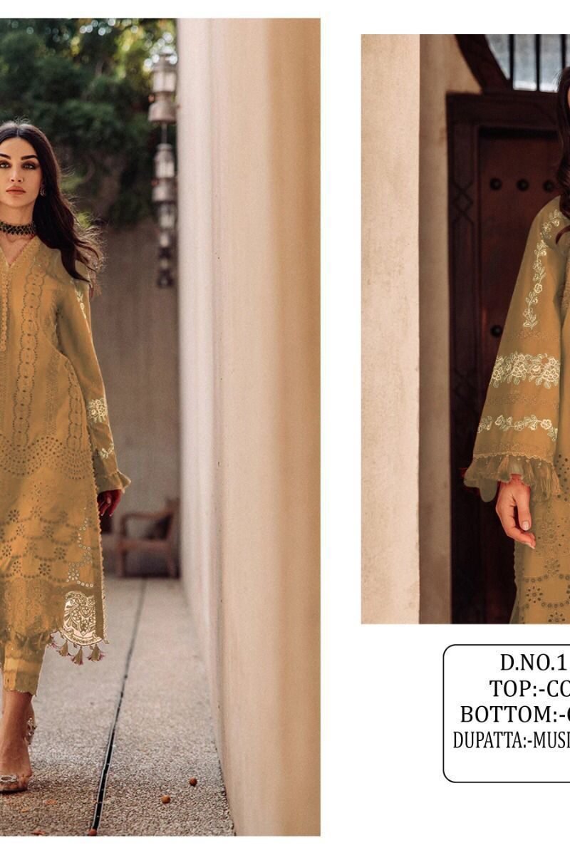 New Designer Cotton with Embroidery Work Pakistani Suits