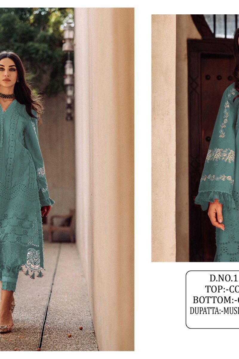 New Designer Cotton with Embroidery Work Pakistani Suits